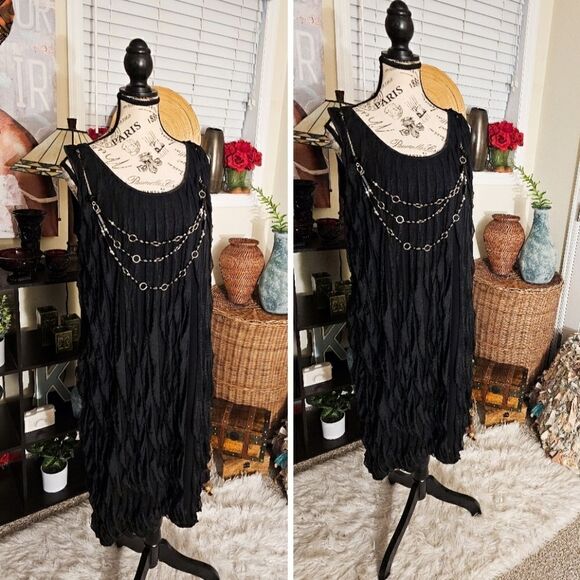 New VTG Roaman's Ruffle Detail Party Sheath Dress. 1XL FIT - Picture 1 of 15